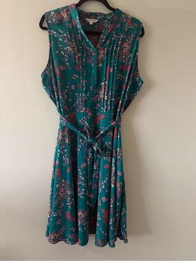 Nanette Lepore Teal Dress with Pink Floral Print